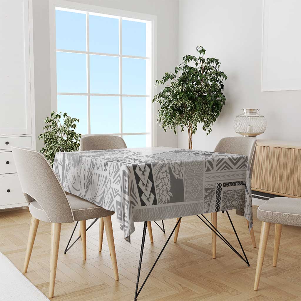 Samoa Siapo Elegant Tablecloth Hibiscus White Motifs - Polynesian Pride