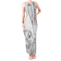 Samoa Siapo Elegant Tank Maxi Dress Hibiscus White Motifs LT05 Women White - Polynesian Pride