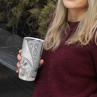 Samoa Siapo Elegant Tumbler Cup Hibiscus White Motifs - Polynesian Pride