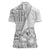 Samoa Siapo Elegant Women Polo Shirt Hibiscus White Motifs - Polynesian Pride