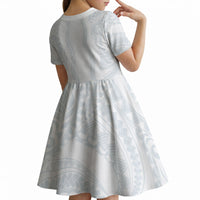 Samoa Lotu Tamaiti Kid Short Sleeve Dress Teuila With Tribal Motifs LT05 - Polynesian Pride