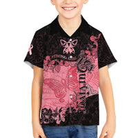 Personalized Breast Cancer Family Matching Mermaid Dress and Hawaiian Shirt Survivor Polynesian Ribbon Butterfly LT05 Son's Shirt Pink - Polynesian Pride