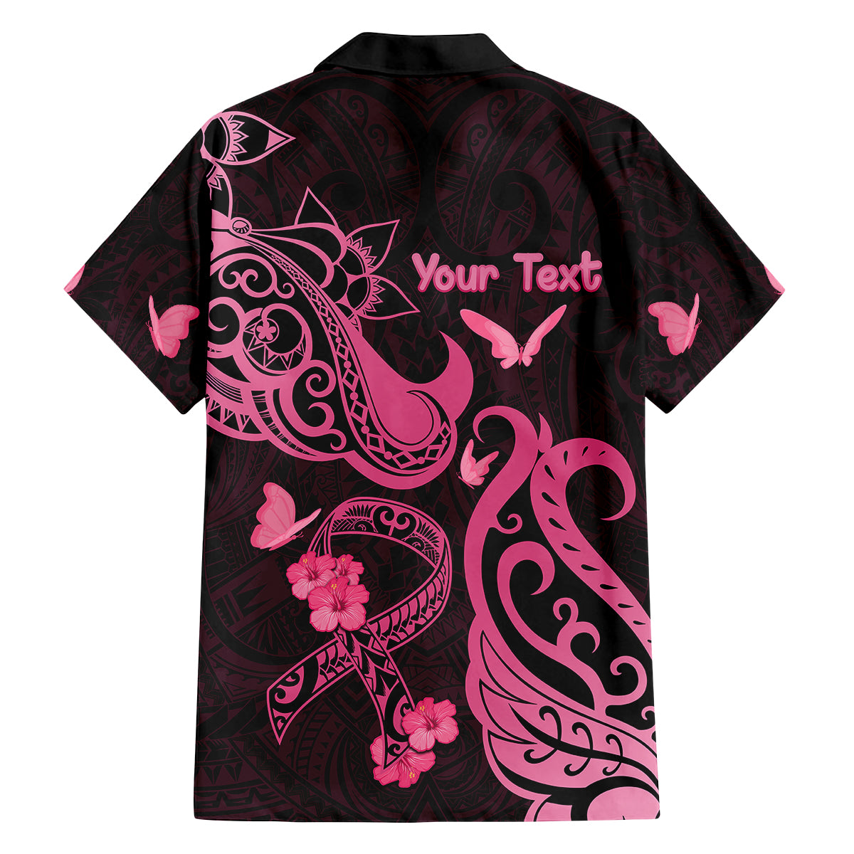 Personalized Breast Cancer Awareness Kid Hawaiian Shirt Ribbon Polynesian Pattern Black Version LT05 - Polynesian Pride