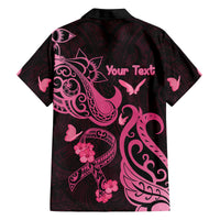 Personalized Breast Cancer Awareness Kid Hawaiian Shirt Ribbon Polynesian Pattern Black Version LT05 - Polynesian Pride