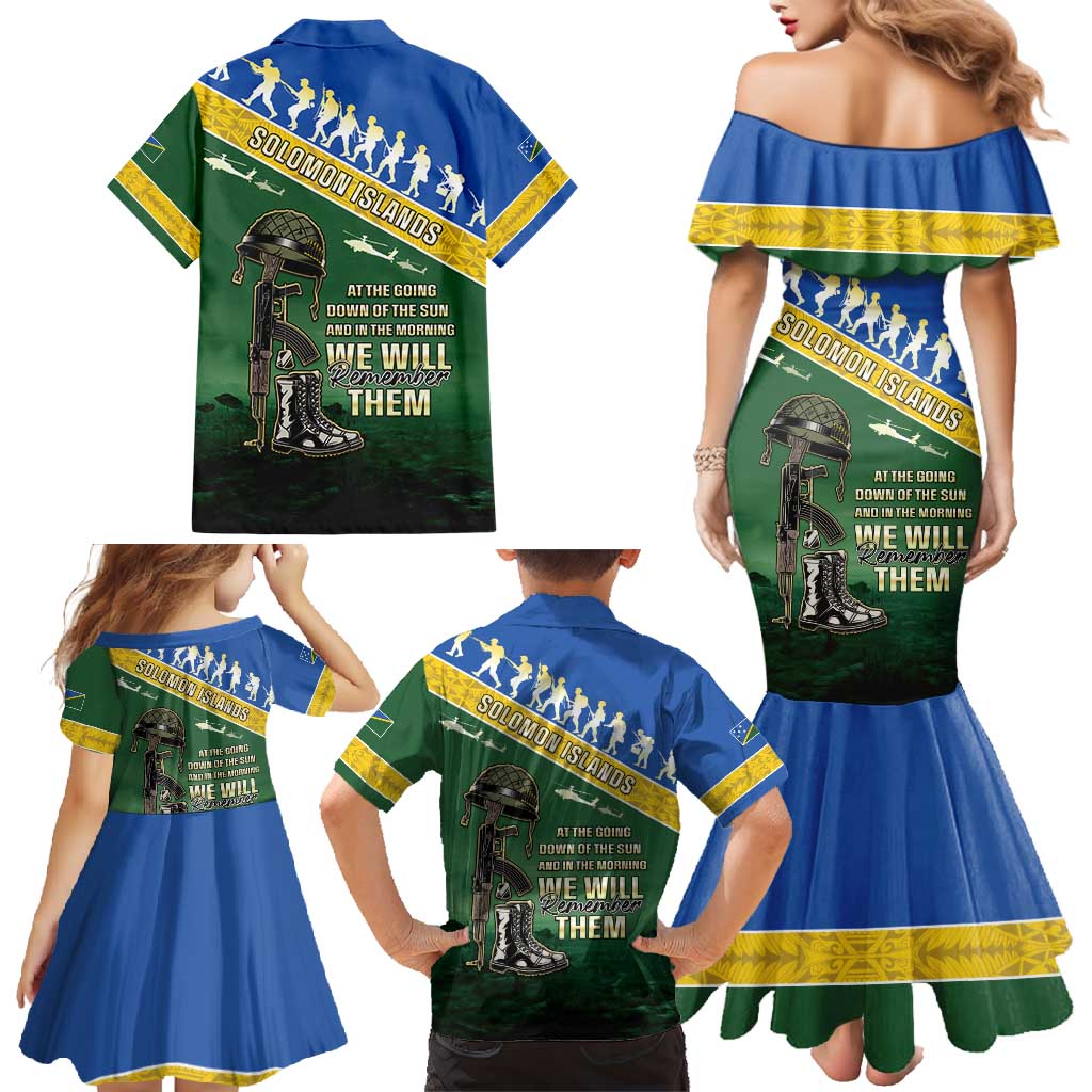 Solomon Islands Remembrance Day Family Matching Mermaid Dress and Hawaiian Shirt Lest We Forget LT05 - Polynesian Pride