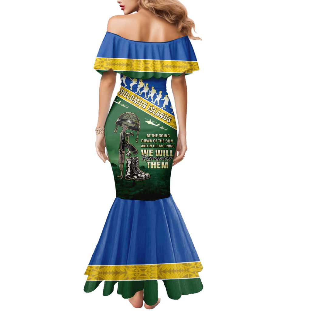 Solomon Islands Remembrance Day Family Matching Mermaid Dress and Hawaiian Shirt Lest We Forget LT05 - Polynesian Pride