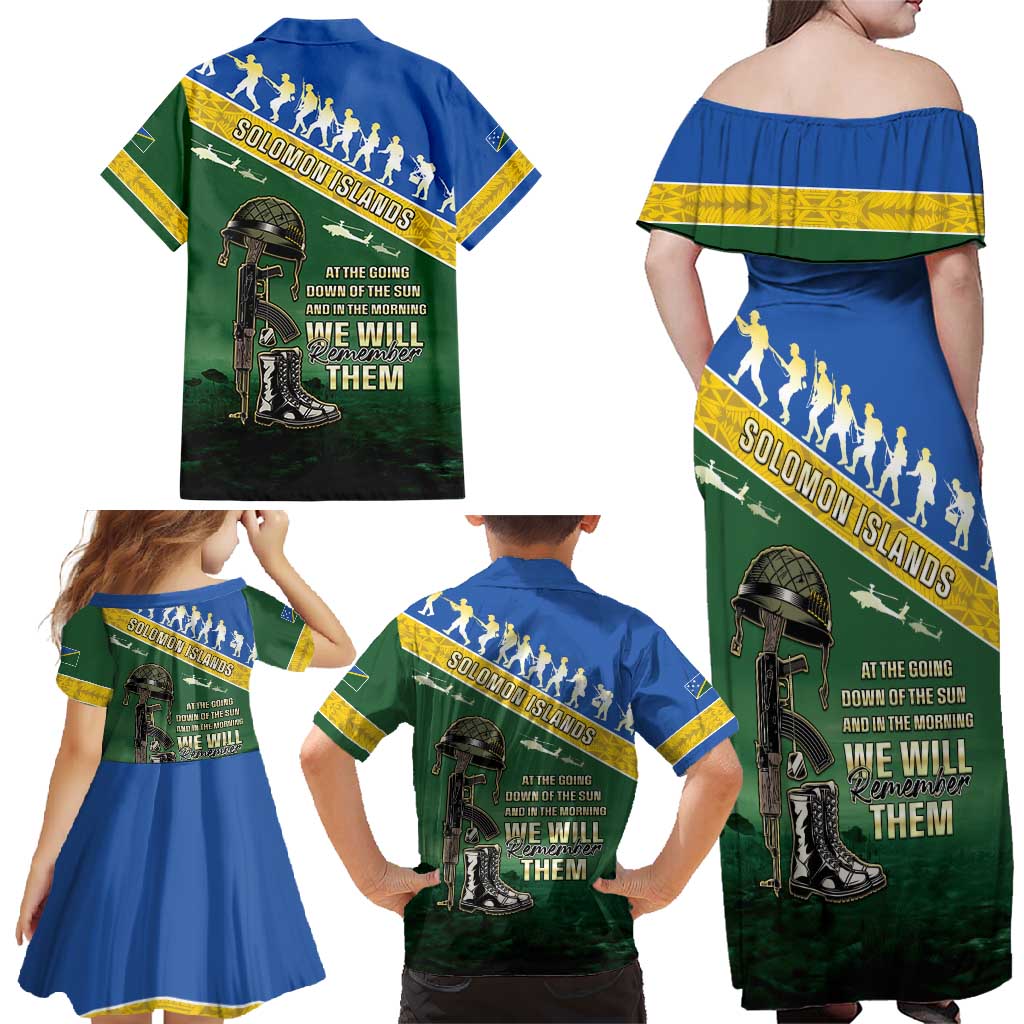 Solomon Islands Remembrance Day Family Matching Off Shoulder Maxi Dress and Hawaiian Shirt Lest We Forget LT05 - Polynesian Pride