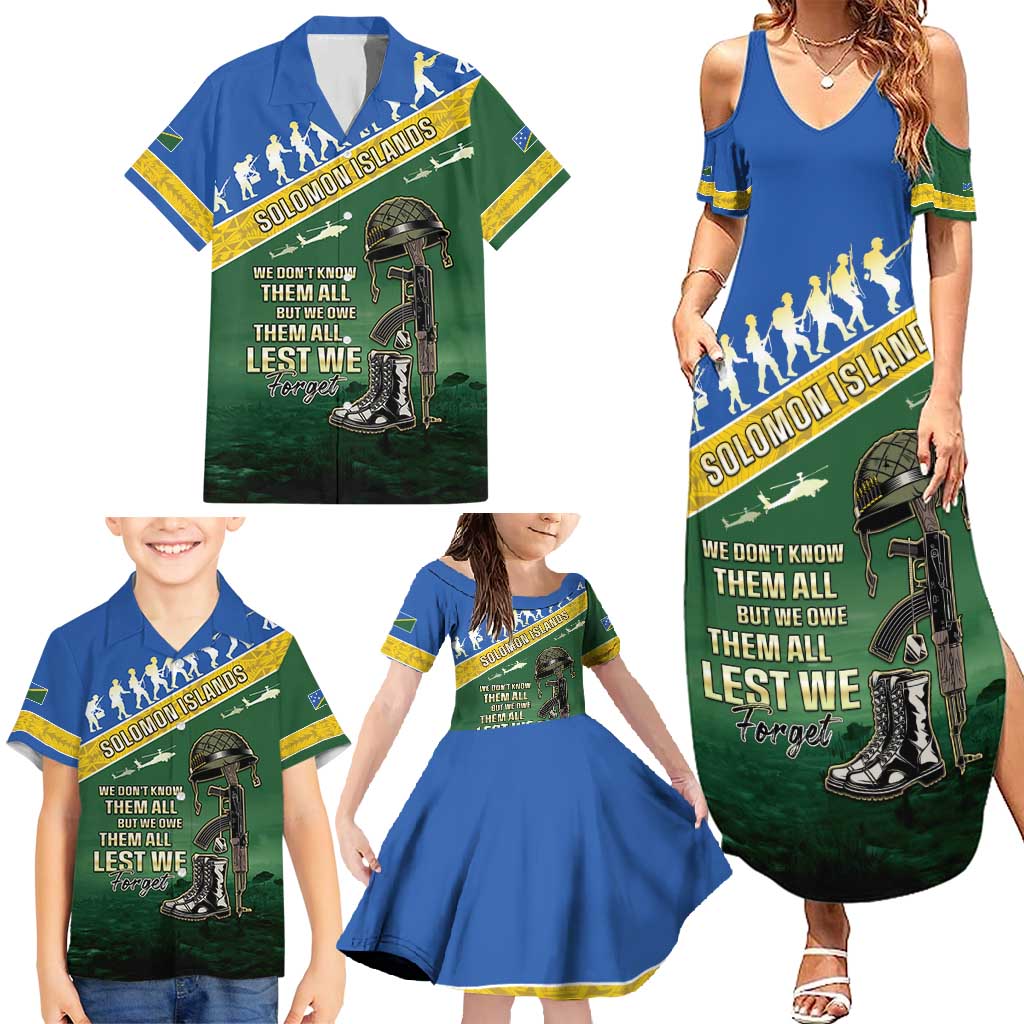 Solomon Islands Remembrance Day Family Matching Summer Maxi Dress and Hawaiian Shirt Lest We Forget LT05 - Polynesian Pride