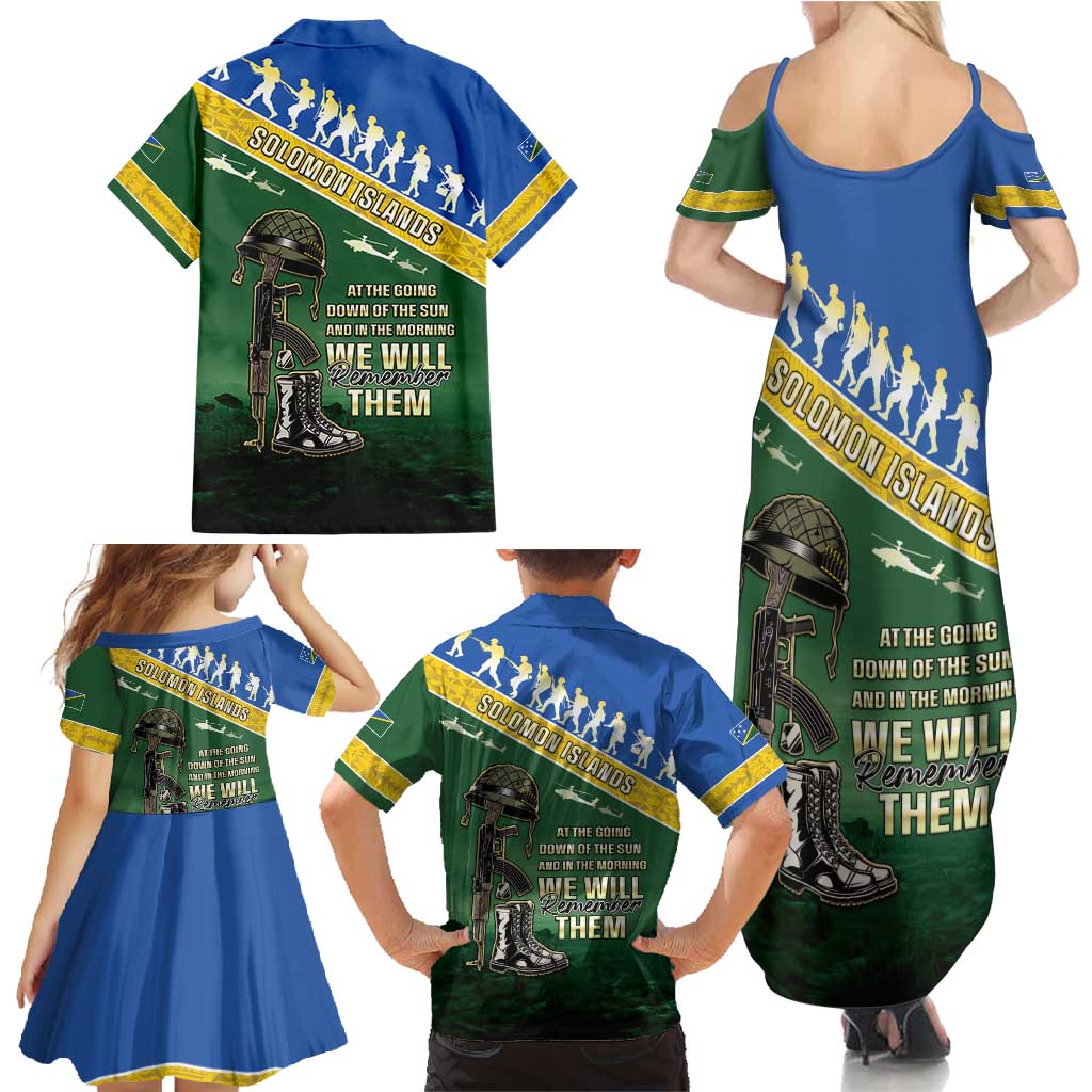 Solomon Islands Remembrance Day Family Matching Summer Maxi Dress and Hawaiian Shirt Lest We Forget LT05 - Polynesian Pride