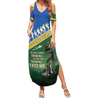 Solomon Islands Remembrance Day Family Matching Summer Maxi Dress and Hawaiian Shirt Lest We Forget LT05 Mom's Dress Green - Polynesian Pride