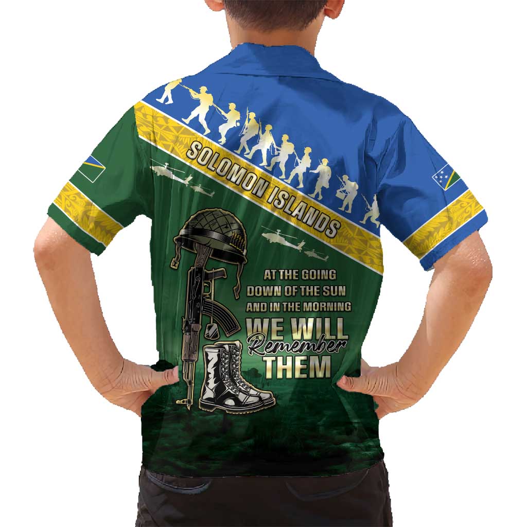 Solomon Islands Remembrance Day Family Matching Tank Maxi Dress and Hawaiian Shirt Lest We Forget LT05 - Polynesian Pride