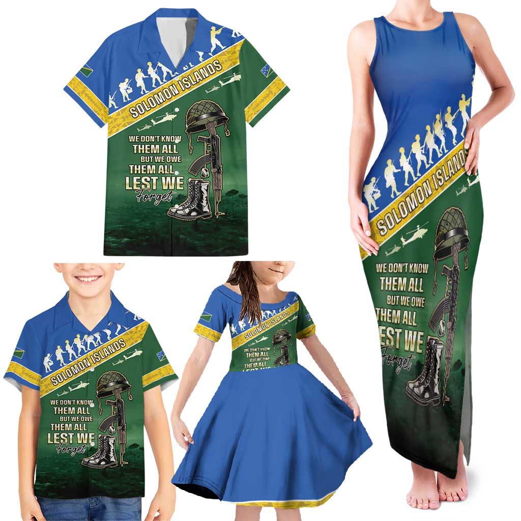 Solomon Islands Remembrance Day Family Matching Tank Maxi Dress and Hawaiian Shirt Lest We Forget LT05 - Polynesian Pride