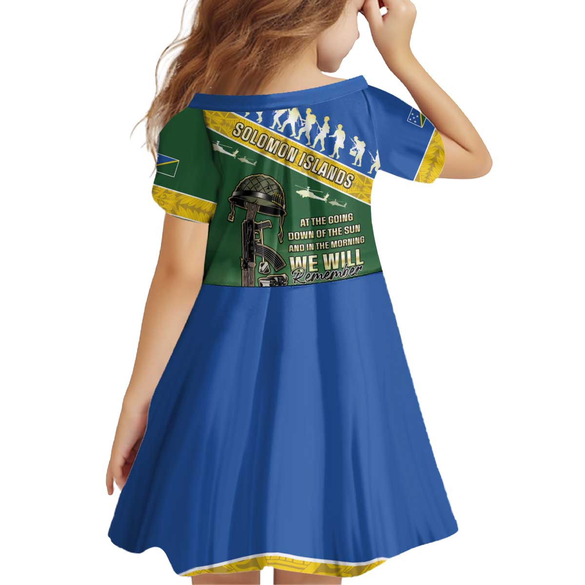 Solomon Islands Remembrance Day Kid Short Sleeve Dress Lest We Forget LT05 - Polynesian Pride