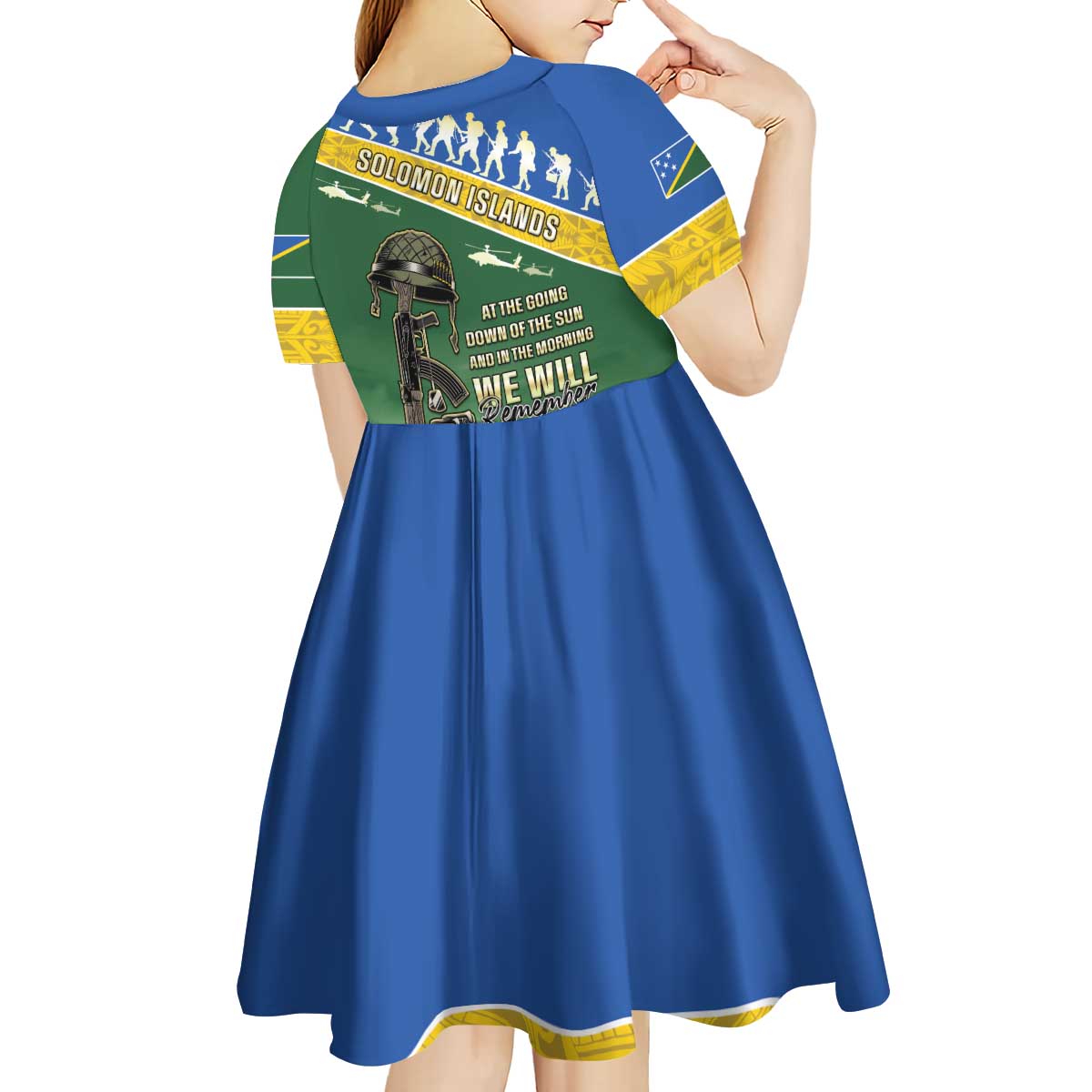 Solomon Islands Remembrance Day Kid Short Sleeve Dress Lest We Forget LT05 - Polynesian Pride