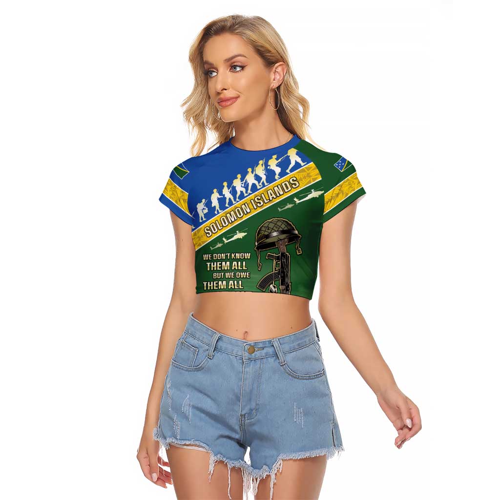 Solomon Islands Remembrance Day Raglan Cropped T Shirt Lest We Forget