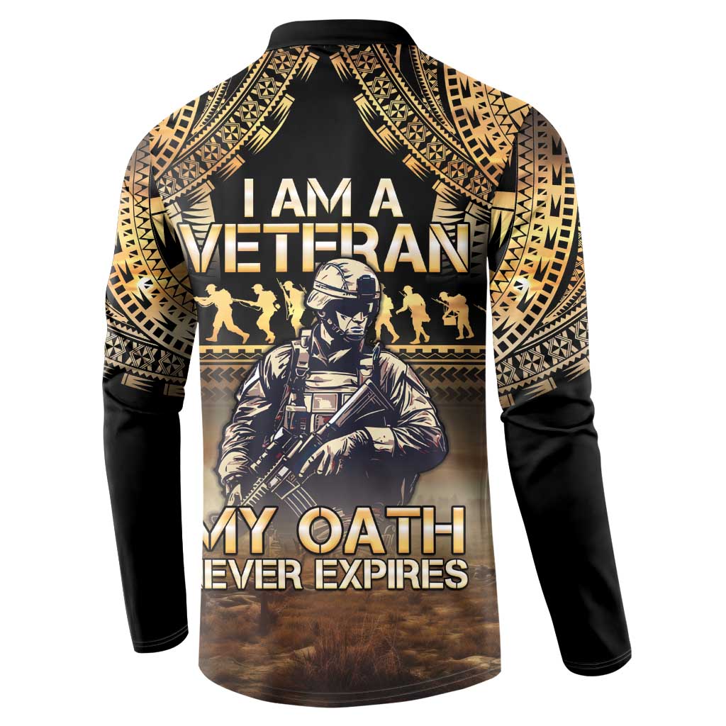 Polynesia Veterans Day Button Sweatshirt Thank You Veterans Polynesian Pattern
