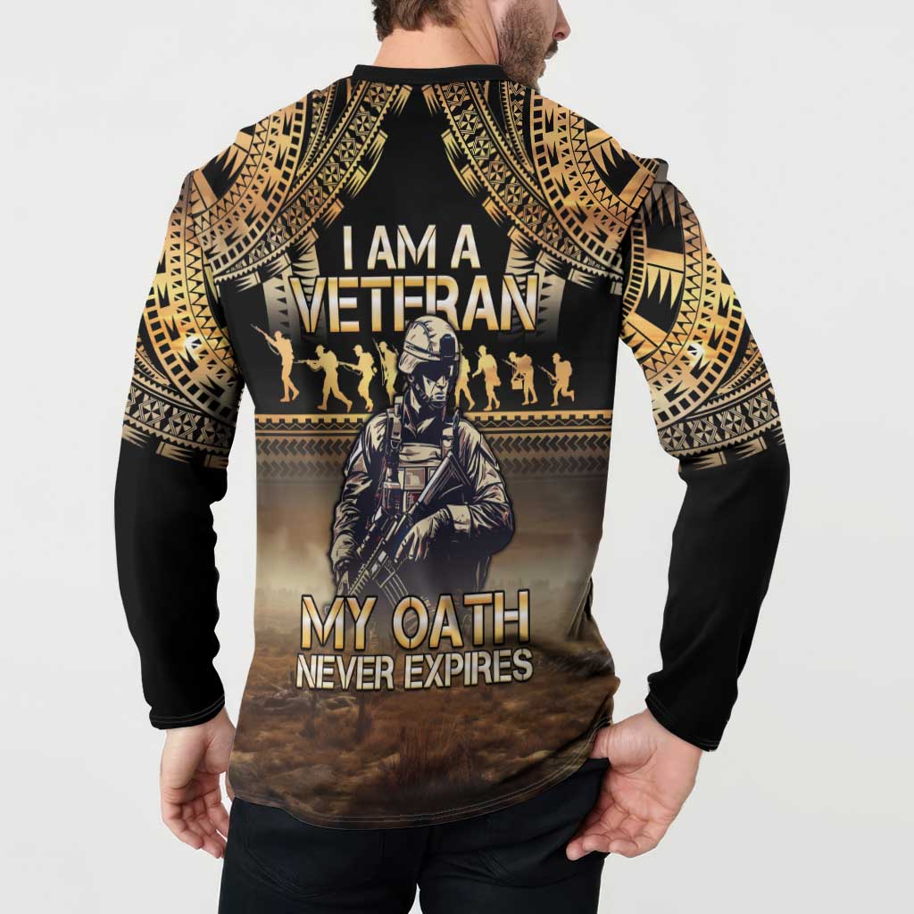 Polynesia Veterans Day Button Sweatshirt Thank You Veterans Polynesian Pattern