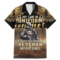 Polynesia Veterans Day Family Matching Mermaid Dress and Hawaiian Shirt Thank You Veterans Polynesian Pattern LT05 Dad's Shirt - Short Sleeve Gold - Polynesian Pride