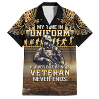 Polynesia Veterans Day Family Matching Off The Shoulder Long Sleeve Dress and Hawaiian Shirt Thank You Veterans Polynesian Pattern LT05 Dad's Shirt - Short Sleeve Gold - Polynesian Pride