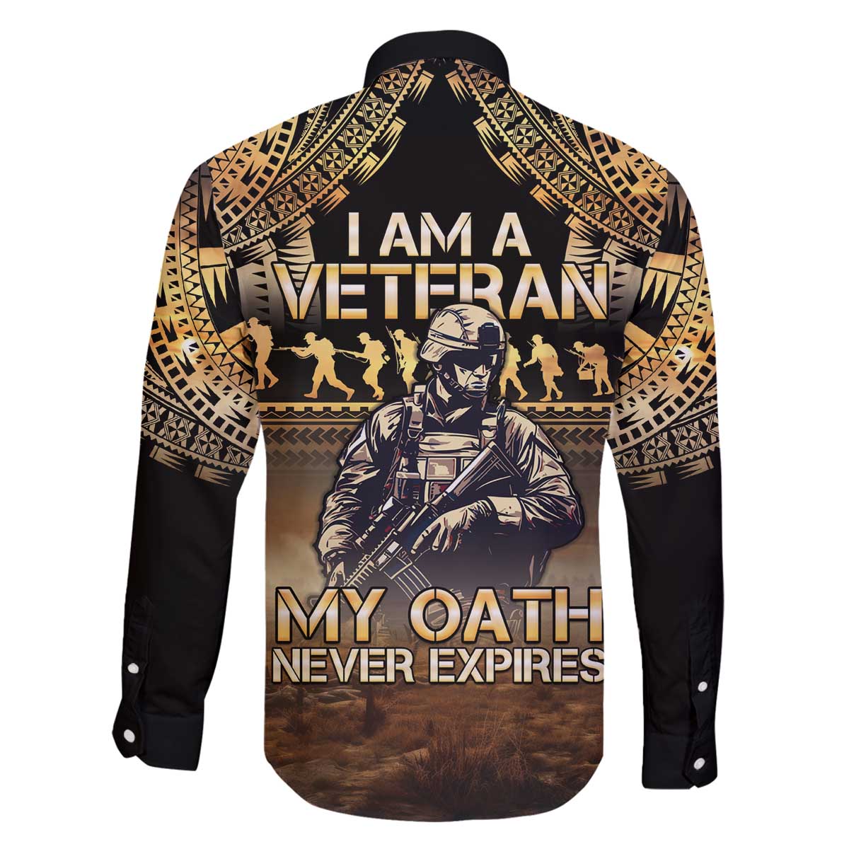 Polynesia Veterans Day Family Matching Off The Shoulder Long Sleeve Dress and Hawaiian Shirt Thank You Veterans Polynesian Pattern LT05 - Polynesian Pride