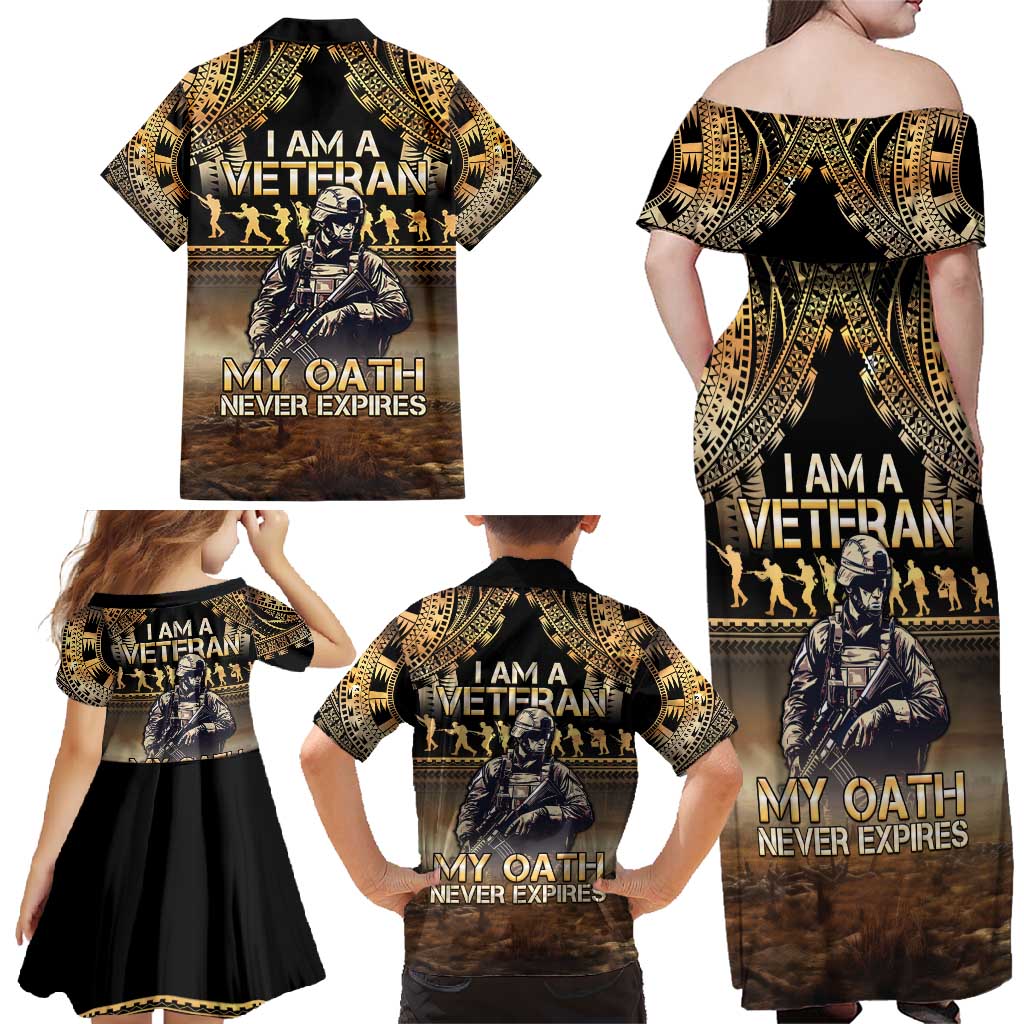 Polynesia Veterans Day Family Matching Off Shoulder Maxi Dress and Hawaiian Shirt Thank You Veterans Polynesian Pattern LT05 - Polynesian Pride