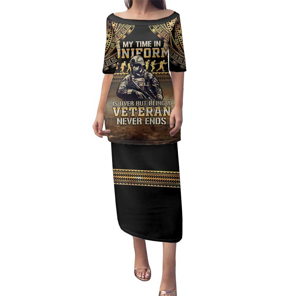 Polynesia Veterans Day Family Matching Puletasi and Hawaiian Shirt Thank You Veterans Polynesian Pattern