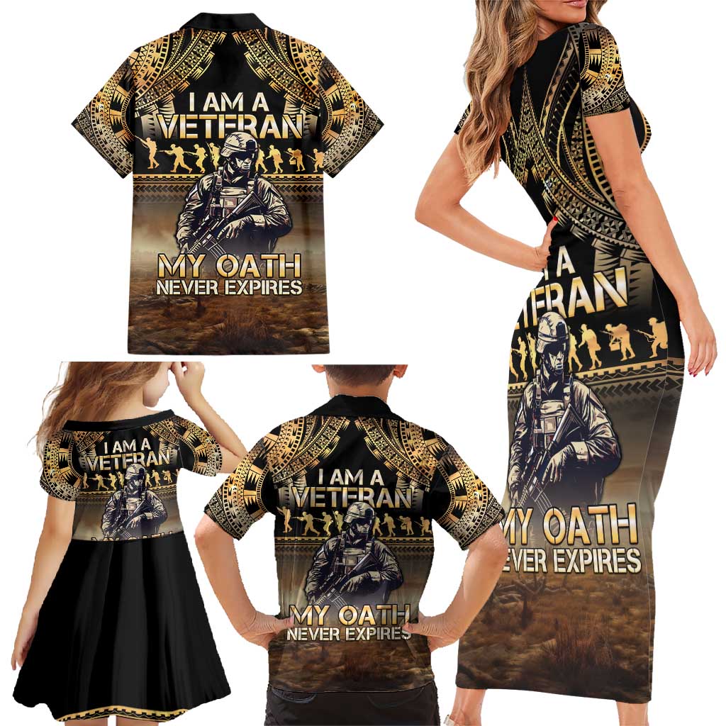 Polynesia Veterans Day Family Matching Short Sleeve Bodycon Dress and Hawaiian Shirt Thank You Veterans Polynesian Pattern LT05 - Polynesian Pride
