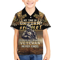 Polynesia Veterans Day Family Matching Short Sleeve Bodycon Dress and Hawaiian Shirt Thank You Veterans Polynesian Pattern LT05 Son's Shirt Gold - Polynesian Pride