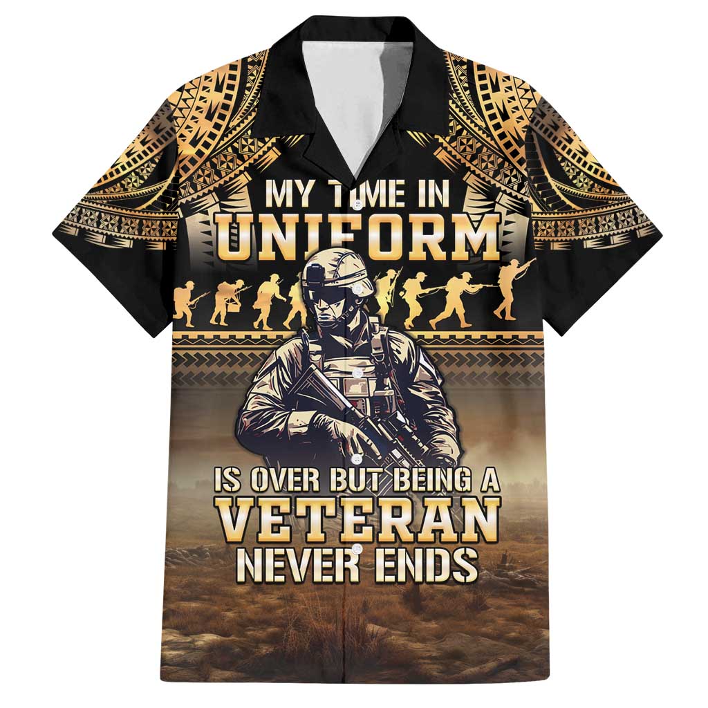 Polynesia Veterans Day Family Matching Tank Maxi Dress and Hawaiian Shirt Thank You Veterans Polynesian Pattern LT05 Dad's Shirt - Short Sleeve Gold - Polynesian Pride