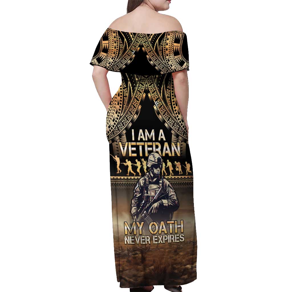 Polynesia Veterans Day Off Shoulder Maxi Dress Thank You Veterans Polynesian Pattern