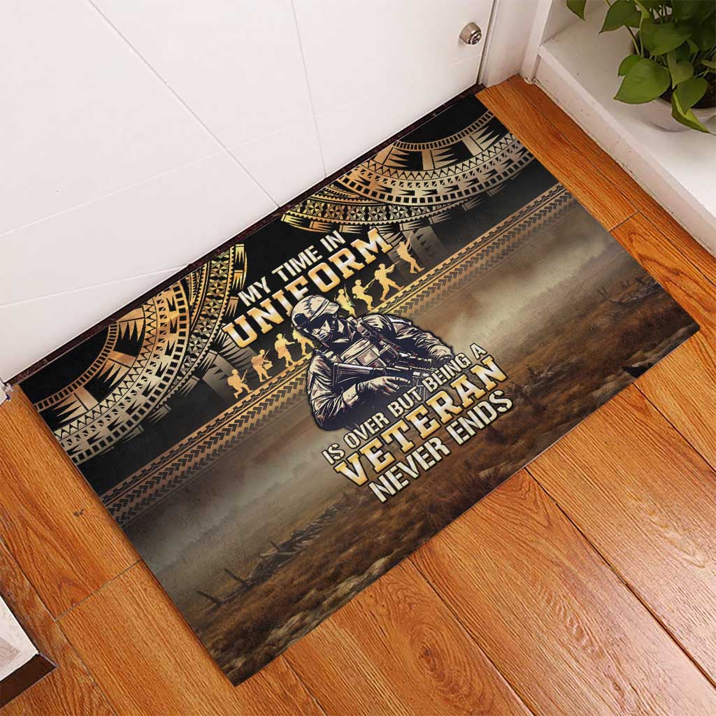 Polynesia Veterans Day Rubber Doormat Thank You Veterans Polynesian Pattern