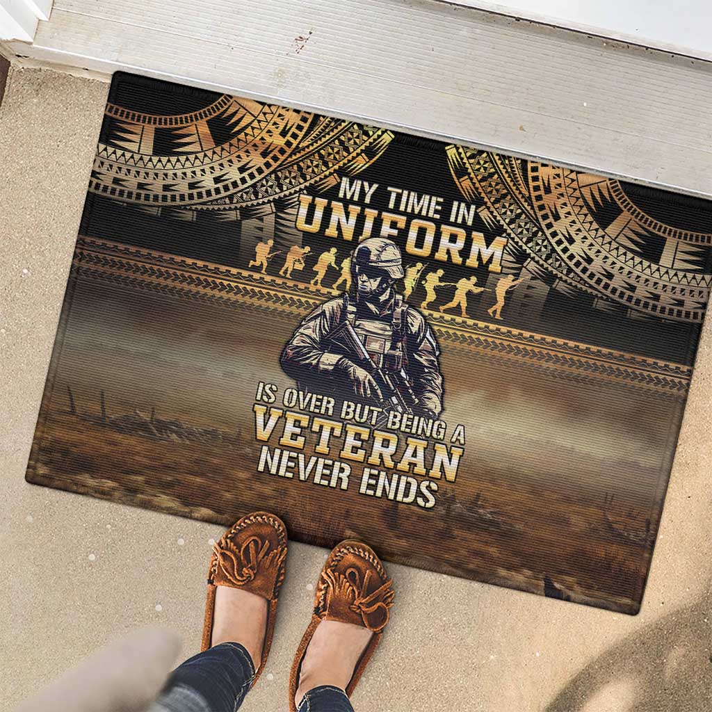 Polynesia Veterans Day Rubber Doormat Thank You Veterans Polynesian Pattern
