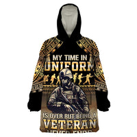 Polynesia Veterans Day Wearable Blanket Hoodie Thank You Veterans Polynesian Pattern LT05 One Size Gold - Polynesian Pride