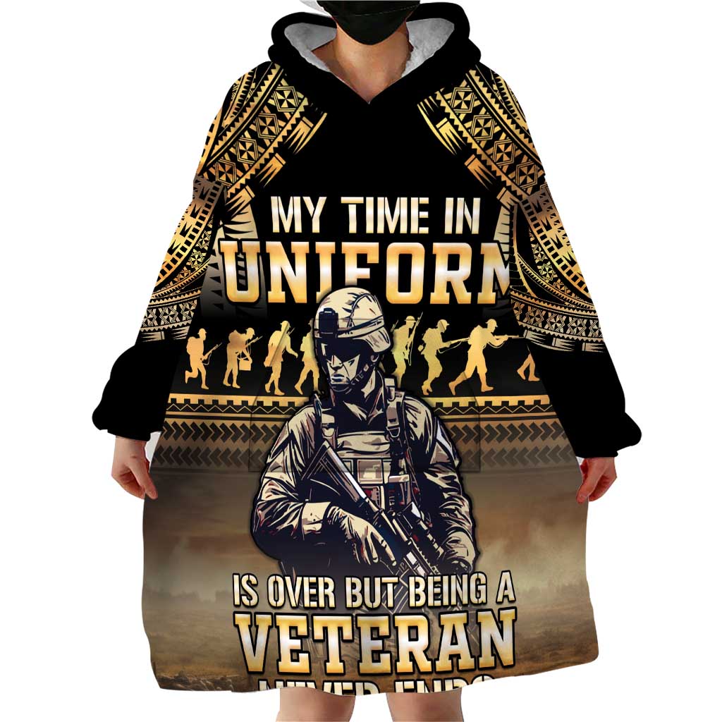 Polynesia Veterans Day Wearable Blanket Hoodie Thank You Veterans Polynesian Pattern LT05 - Polynesian Pride