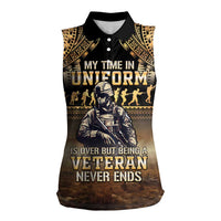 Polynesia Veterans Day Women Sleeveless Polo Shirt Thank You Veterans Polynesian Pattern LT05 Female Gold - Polynesian Pride