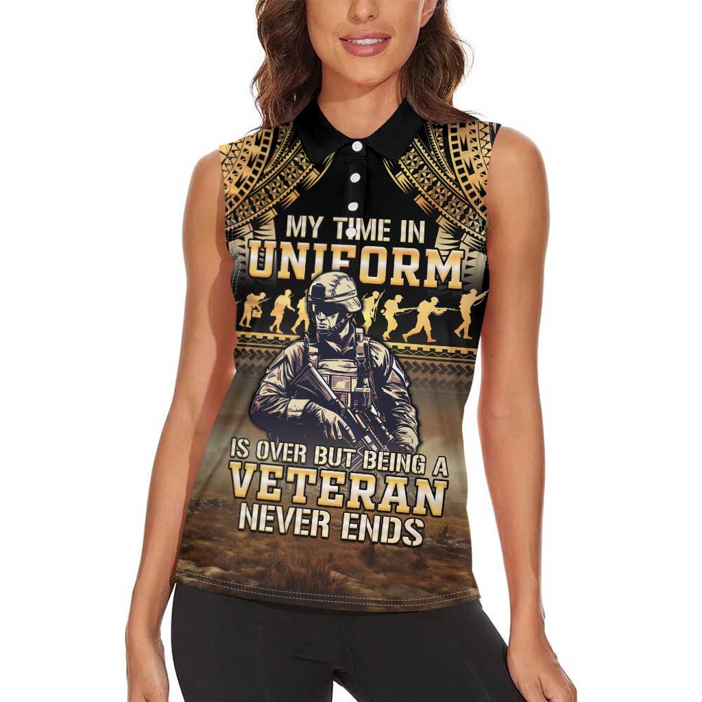 Polynesia Veterans Day Women Sleeveless Polo Shirt Thank You Veterans Polynesian Pattern LT05 - Polynesian Pride