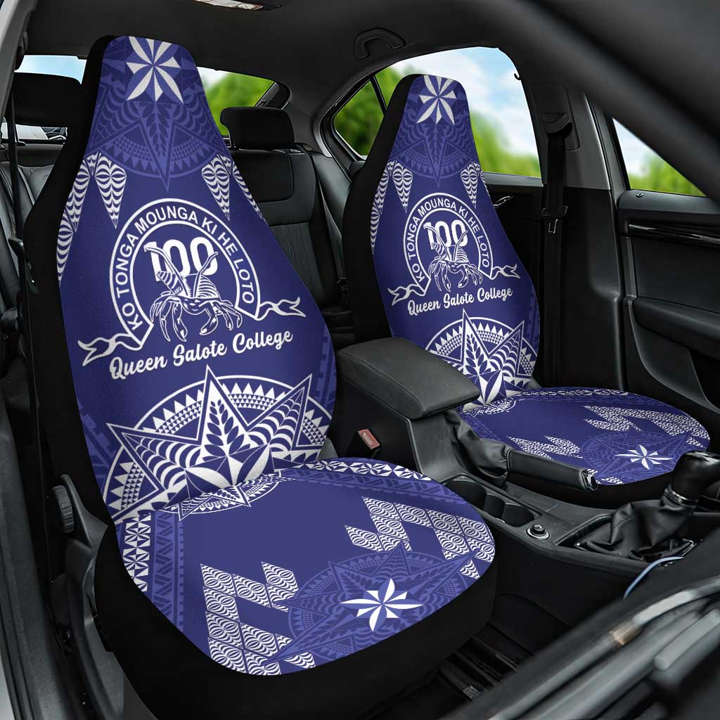 Queen Salote College Centenary Car Seat Cover Tongan Kupesi Pattern LT05 One Size Navy - Polynesian Pride