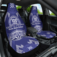 Queen Salote College Centenary Car Seat Cover Tongan Kupesi Pattern LT05 One Size Navy - Polynesian Pride