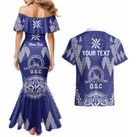 Personalised Queen Salote College Centenary Couples Matching Mermaid Dress and Hawaiian Shirt Tongan Kupesi Pattern LT05 - Polynesian Pride