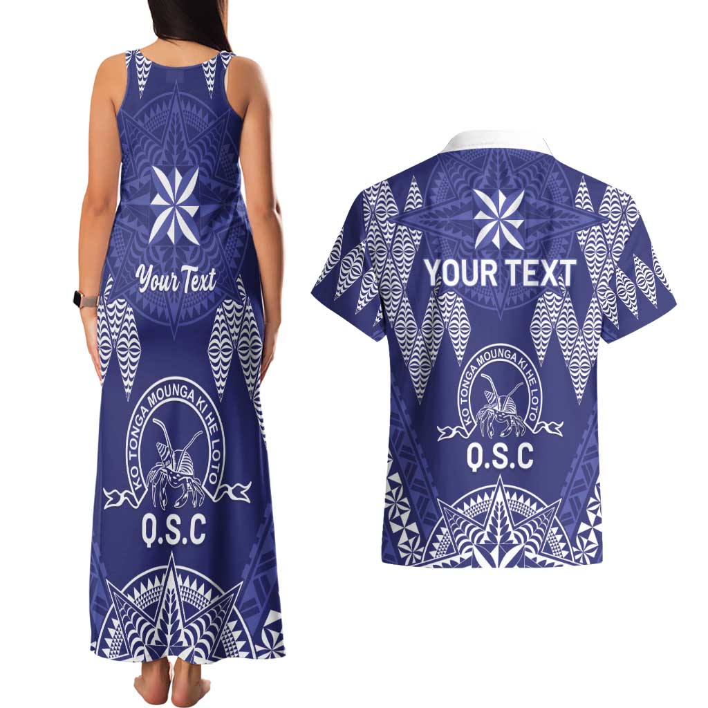 Personalised Queen Salote College Centenary Couples Matching Tank Maxi Dress and Hawaiian Shirt Tongan Kupesi Pattern LT05 - Polynesian Pride