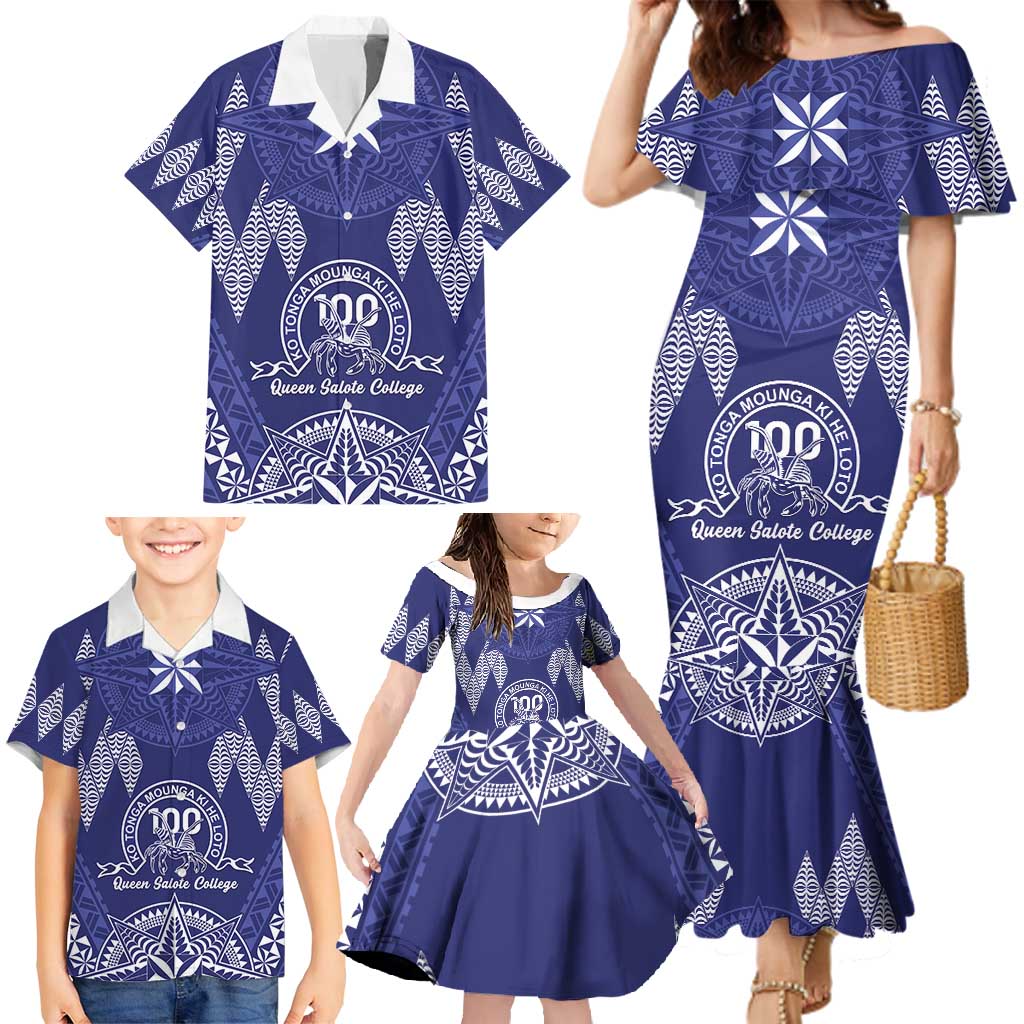 Personalised Queen Salote College Centenary Family Matching Mermaid Dress and Hawaiian Shirt Tongan Kupesi Pattern LT05 - Polynesian Pride