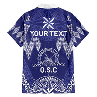 Personalised Queen Salote College Centenary Family Matching Off Shoulder Short Dress and Hawaiian Shirt Tongan Kupesi Pattern LT05 - Polynesian Pride