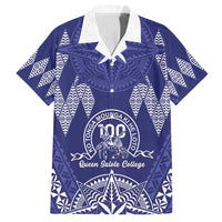 Personalised Queen Salote College Centenary Family Matching Short Sleeve Bodycon Dress and Hawaiian Shirt Tongan Kupesi Pattern LT05 Dad's Shirt - Short Sleeve Navy - Polynesian Pride
