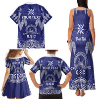 Personalised Queen Salote College Centenary Family Matching Tank Maxi Dress and Hawaiian Shirt Tongan Kupesi Pattern LT05 - Polynesian Pride