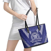 Queen Salote College Centenary Leather Tote Bag Tongan Kupesi Pattern - Polynesian Pride