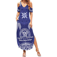 Personalised Queen Salote College Centenary Summer Maxi Dress Tongan Kupesi Pattern - Polynesian Pride