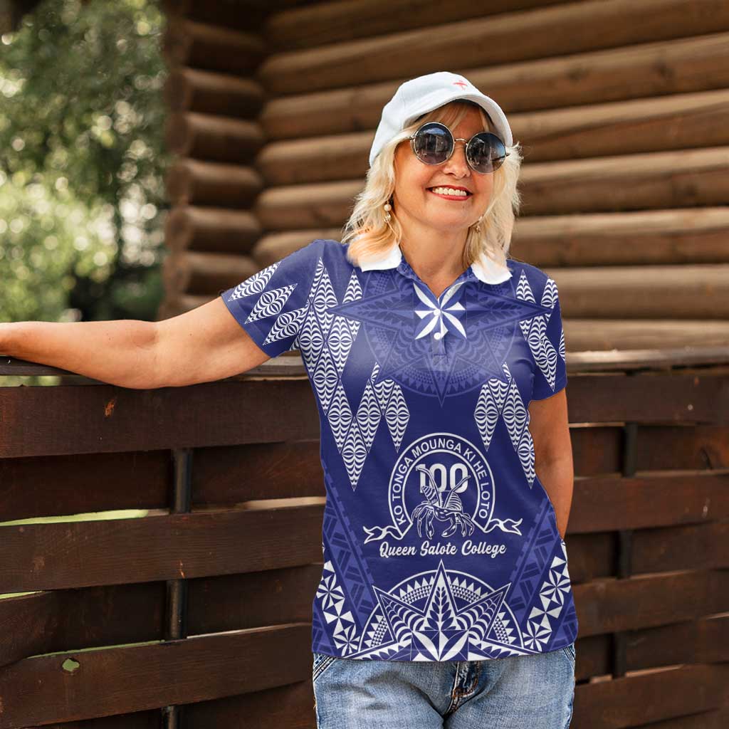 Personalised Queen Salote College Centenary Women Polo Shirt Tongan Kupesi Pattern - Polynesian Pride