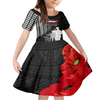 Pearl Harbor Remembrance Day Family Matching Puletasi Dress and Hawaiian Shirt USS Arizona In Memory With Polynesian Pattern LT05 Daughter's Dress Black - Polynesian Pride