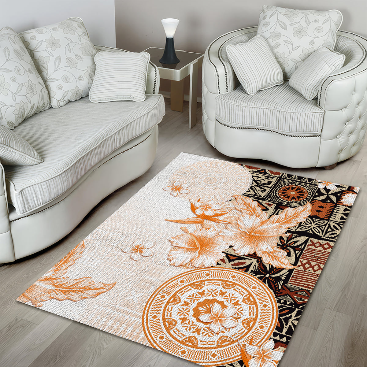 Fiji Area Rug Masi Tapa Pattern Brown LT05 - Polynesian Pride