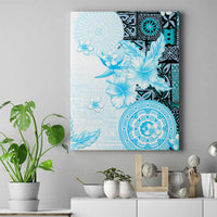 Fiji Canvas Wall Art Masi Tapa Pattern Blue LT05 Blue - Polynesian Pride